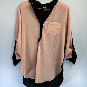 By & By Long Sleeve Blouse - Pink/Black - Medium